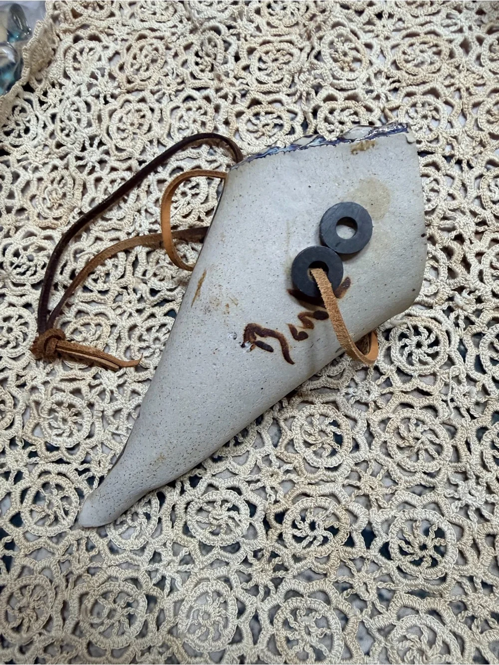 Signed Handmade Ceramic Wall Pocket‎ Vase Boho Rustic Decor